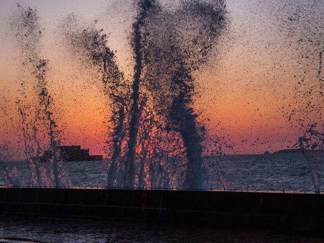 Coucher de soleil lors des grandes marées à Saint-Malo