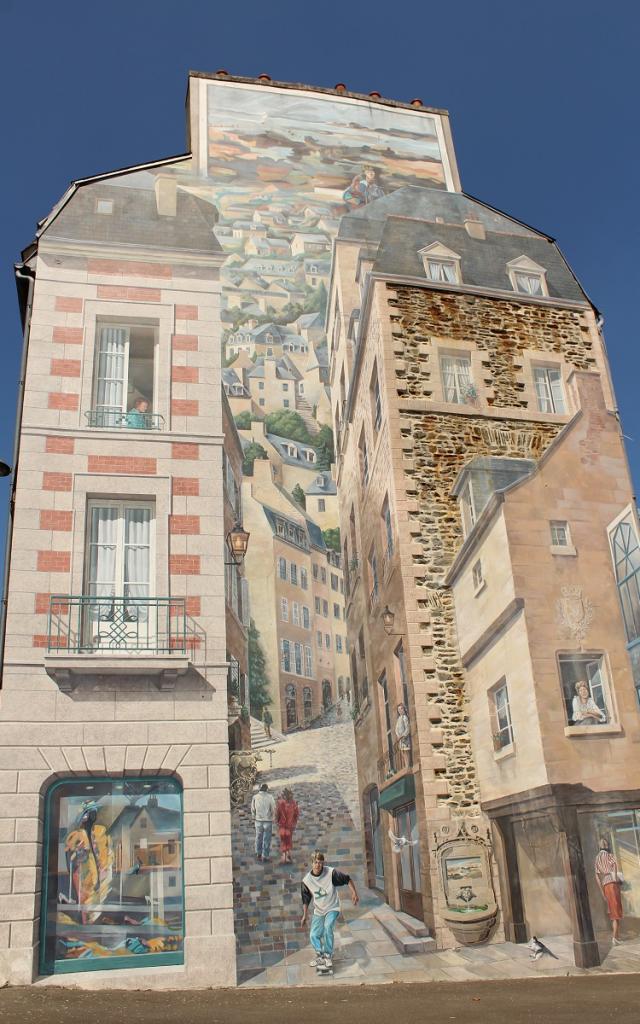 Trompe l'oeil rue du Tribunal à Fougères